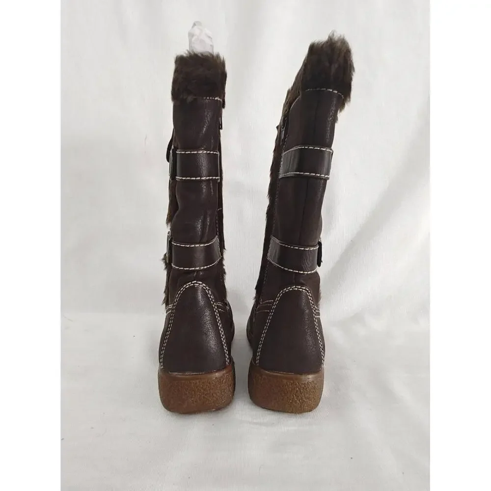 Rachel Shoes Winter Boots Fresno Brown Girls 13 New Lace‎ Up Faux Fur Warm